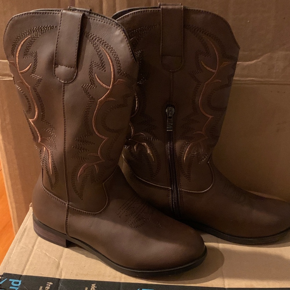 Brown Kids Cowboy Boots